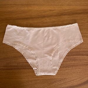 Pact Organic Cotton Lace Trim Hiphugger Panty Champagne Nude Beige